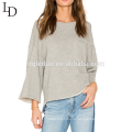 custom design fashion o-neck loose and long sleeve women shirt